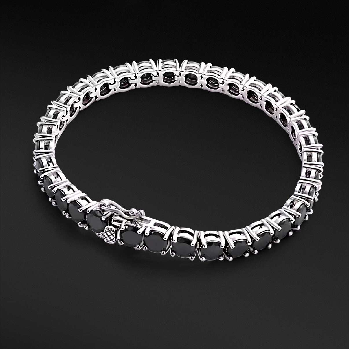 MOISSANITE BLACK DIAMOND TENNIS BRACELET - WHITE GOLD 4MM