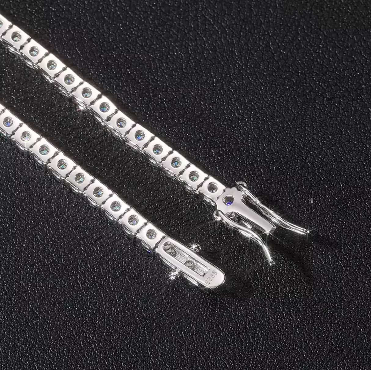 Moissanite Aquamarine Tennis Chain - 4mm White Gold