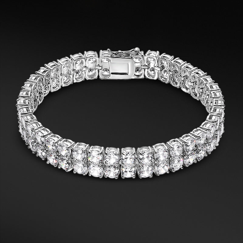 "Moissanit Diamant Cluster Tennis Armband - Weißgold"