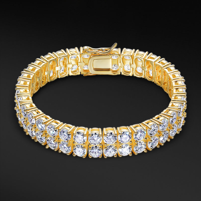 MOISSANIT DIAMANT CLUSTER TENNISARMBAND - GOLD