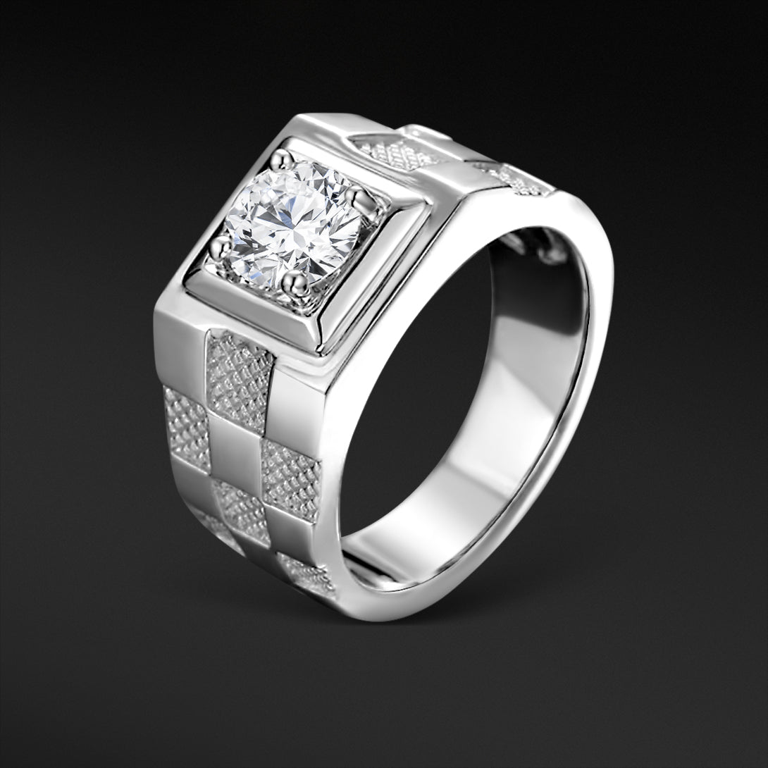 MOISSANIT KAROMUSTER RING - WEISSES GOLD