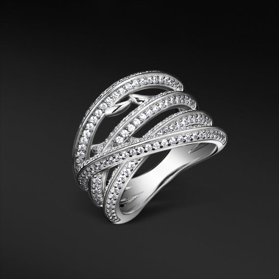 MOISSANIT DORN RING - WEISSGOLD