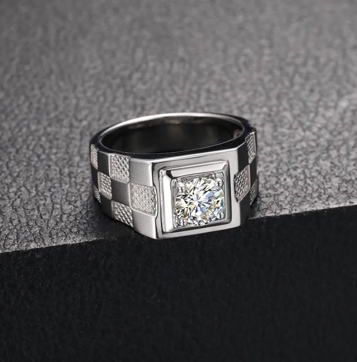 MOISSANIT KAROMUSTER RING - WEISSES GOLD