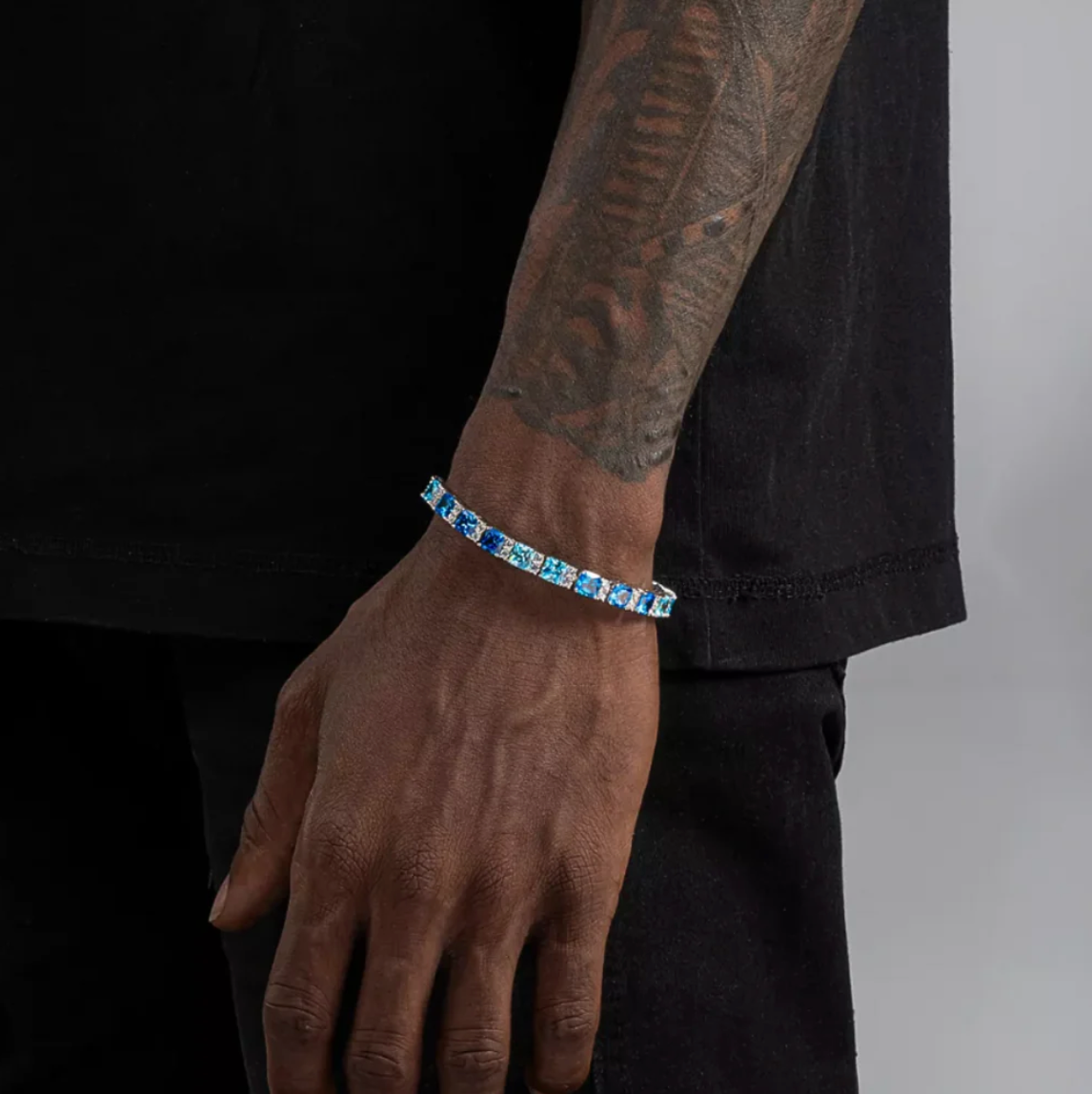 Moissanit Ozeanblau Steine Armband