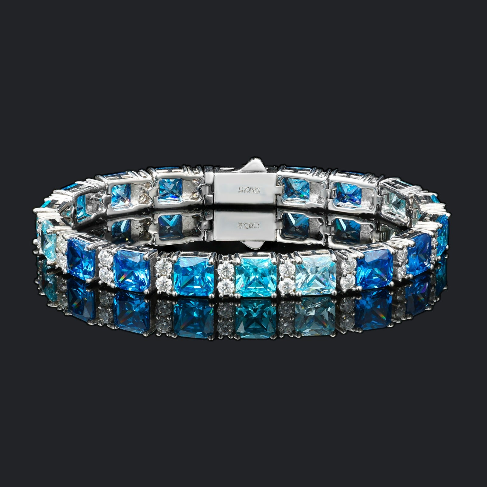 Moissanit Ozeanblau Steine Armband